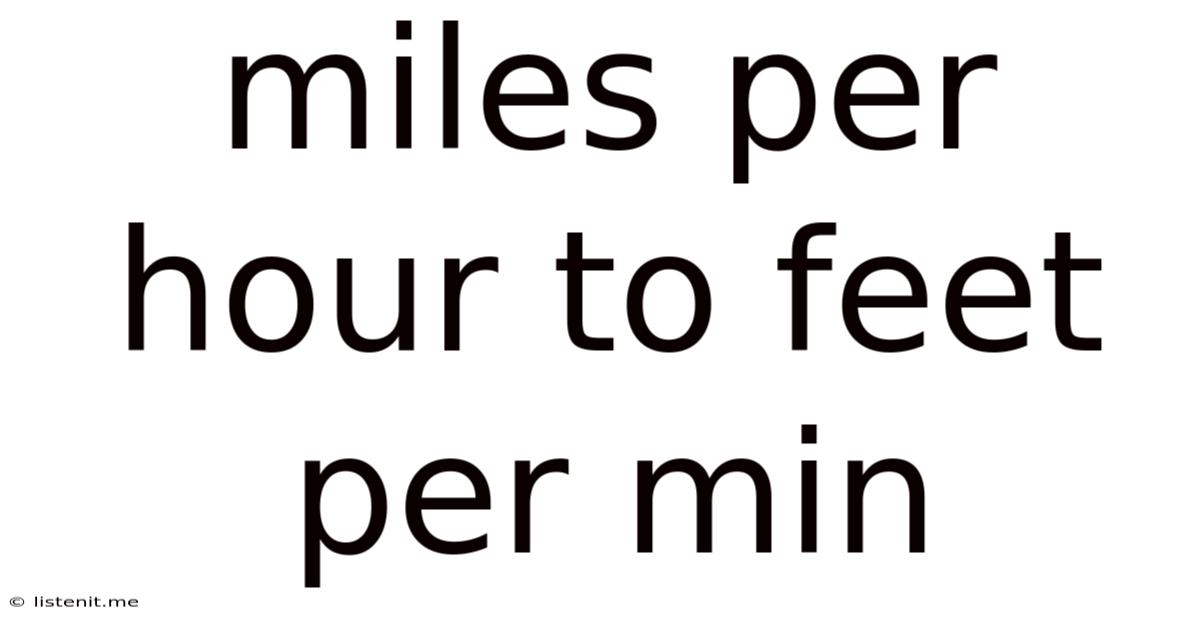Miles Per Hour To Feet Per Min