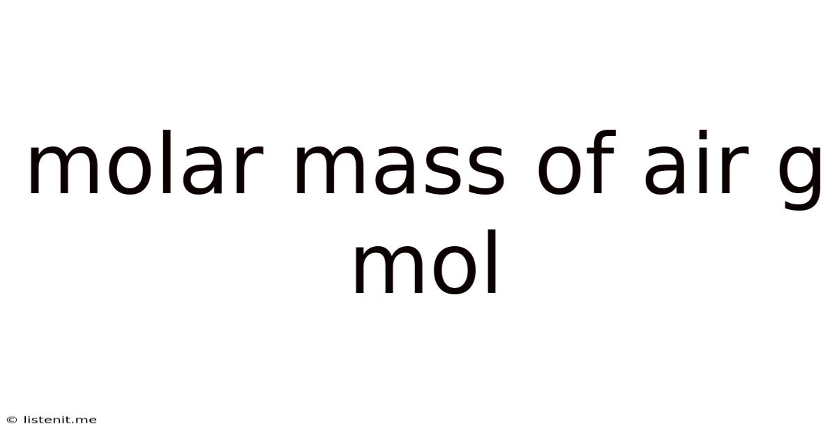 Molar Mass Of Air G Mol