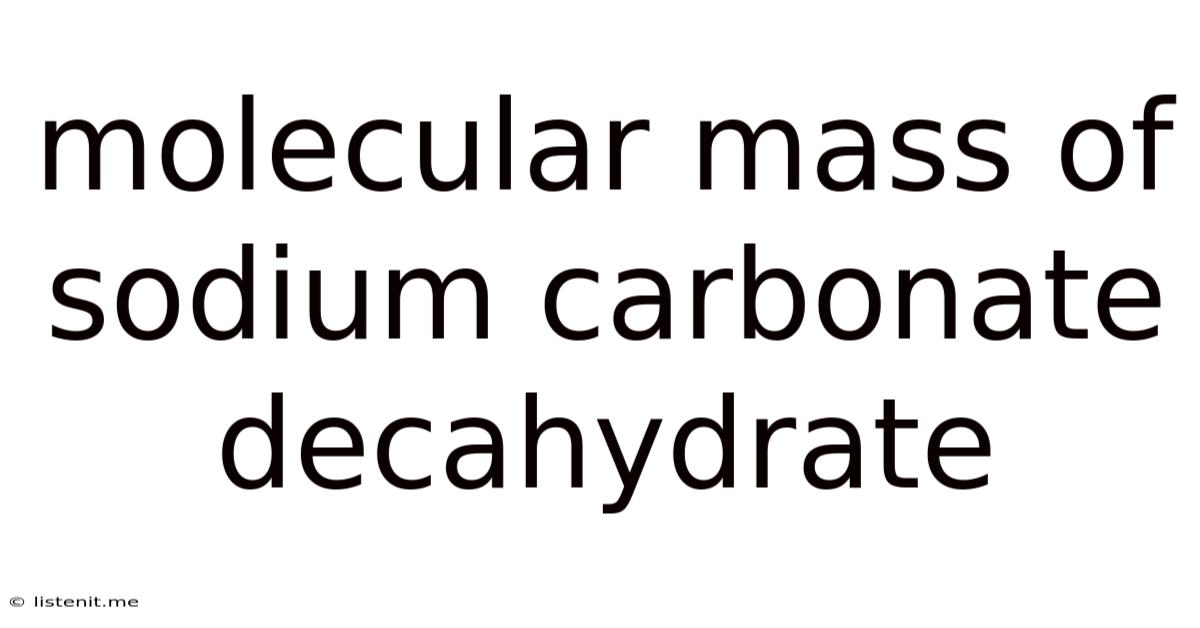 Molecular Mass Of Sodium Carbonate Decahydrate