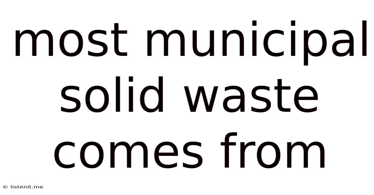 Most Municipal Solid Waste Comes From
