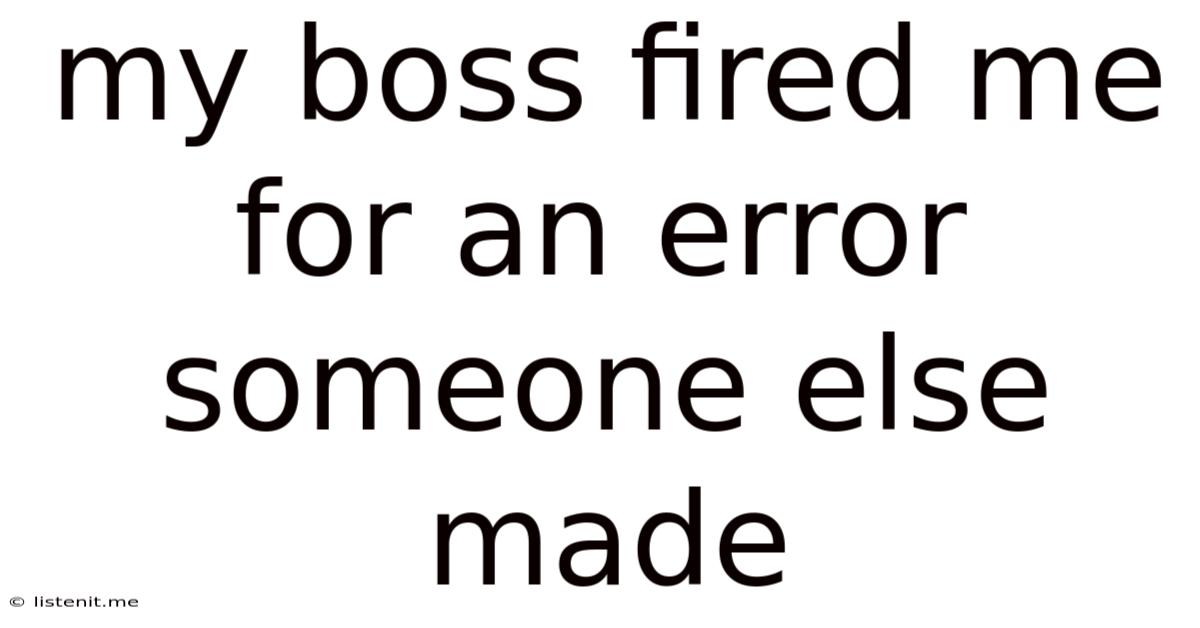 My Boss Fired Me For An Error Someone Else Made
