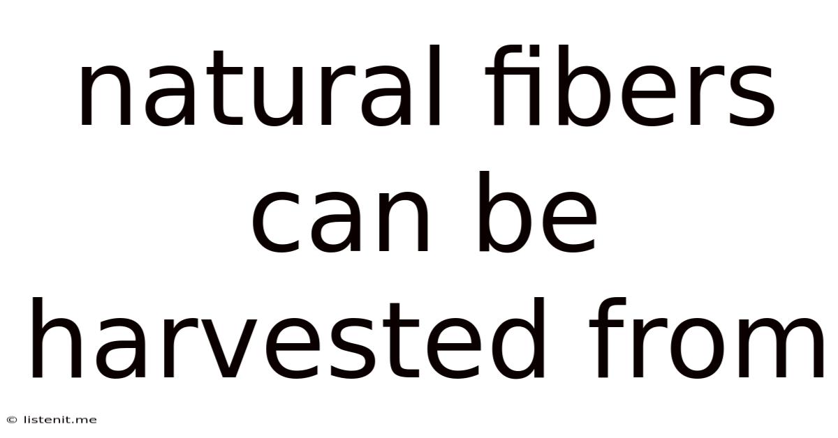 Natural Fibers Can Be Harvested From