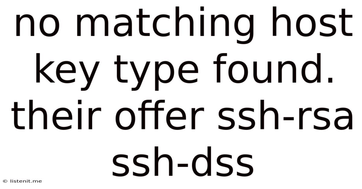 No Matching Host Key Type Found. Their Offer Ssh-rsa Ssh-dss