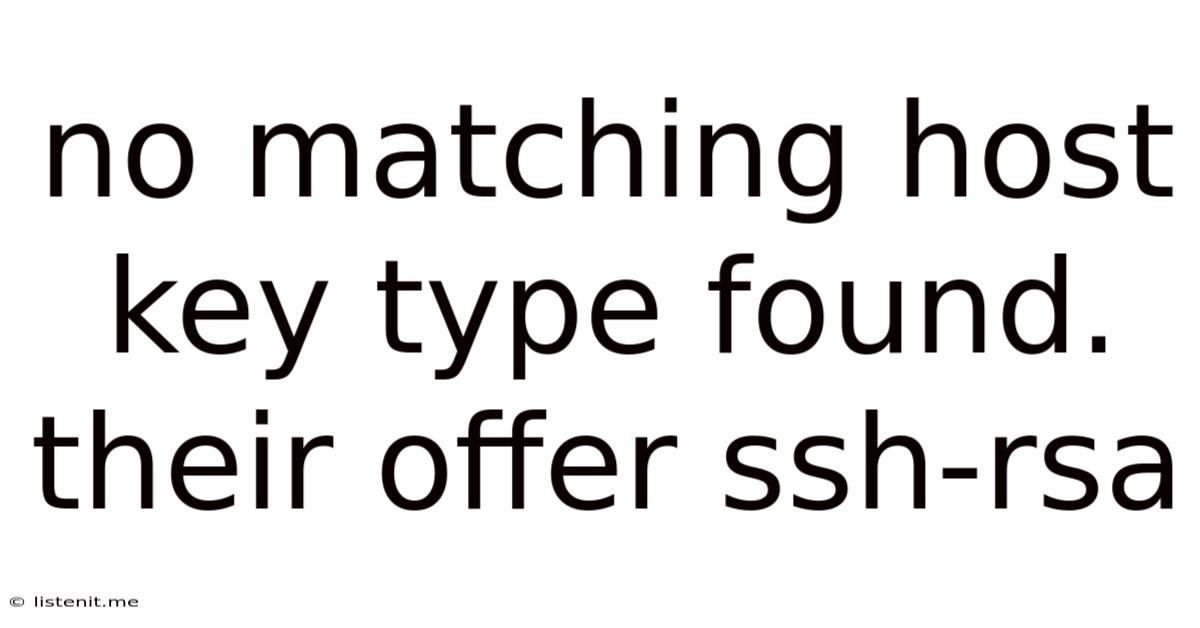 No Matching Host Key Type Found. Their Offer Ssh-rsa