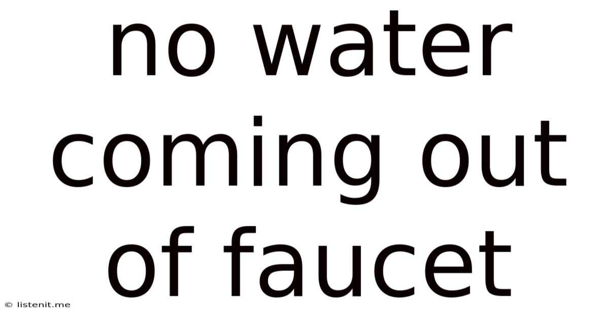 No Water Coming Out Of Faucet