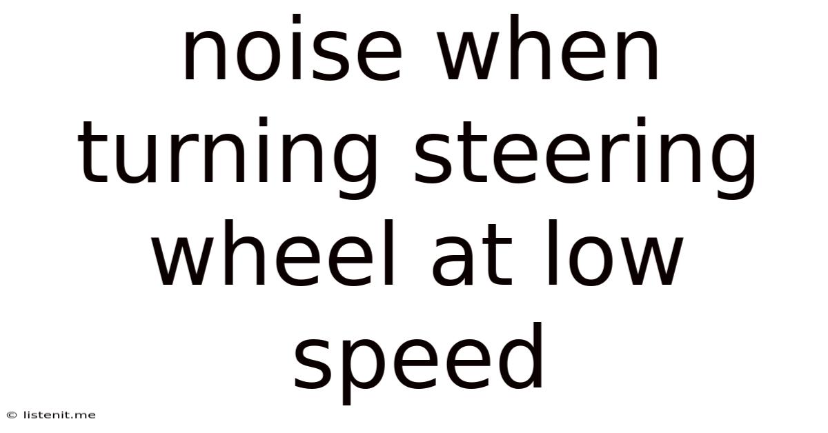 Noise When Turning Steering Wheel At Low Speed