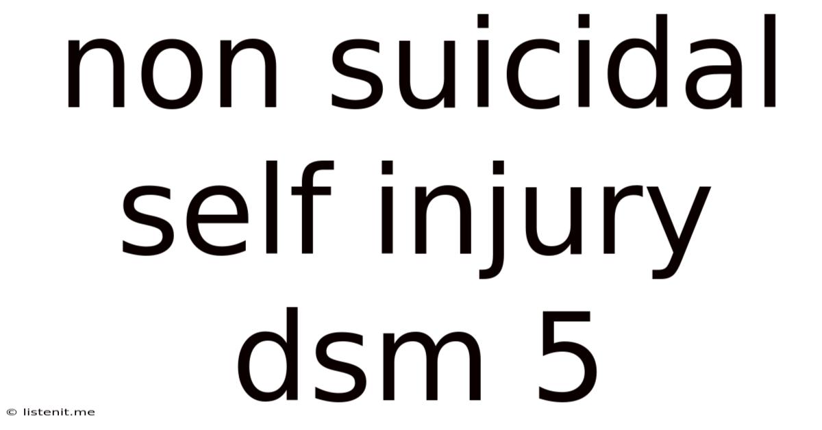 Non Suicidal Self Injury Dsm 5