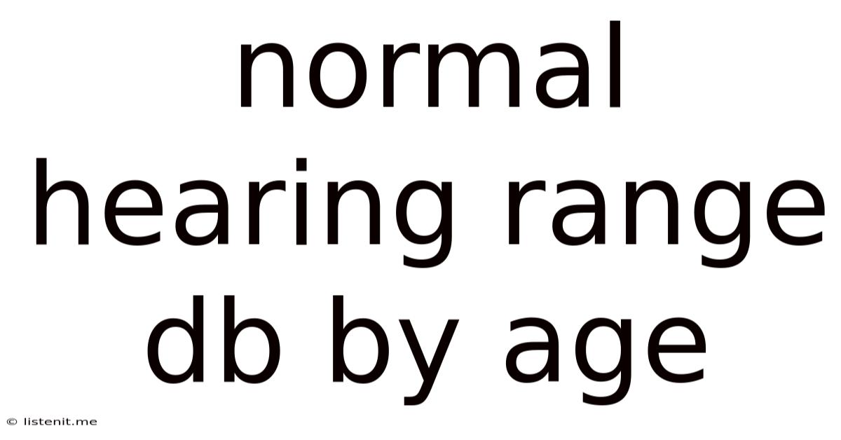 Normal Hearing Range Db By Age