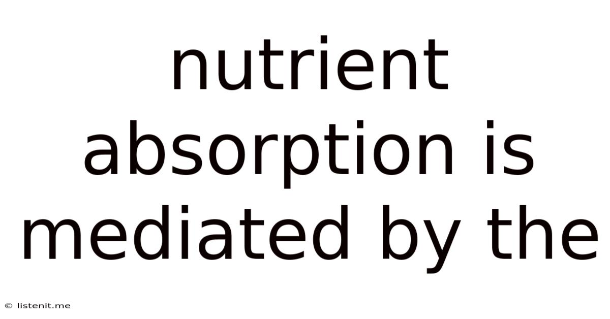 Nutrient Absorption Is Mediated By The
