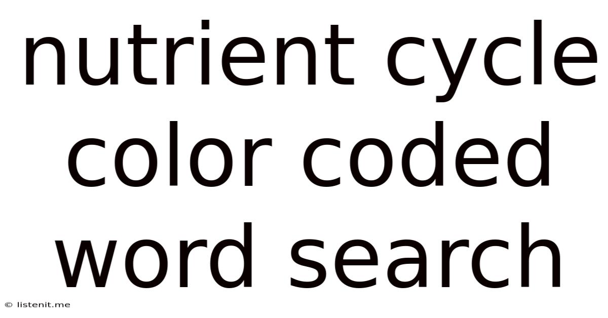 Nutrient Cycle Color Coded Word Search