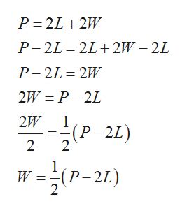 P 2l 2w Solve For W