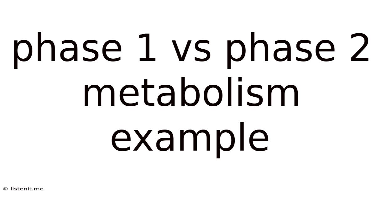 Phase 1 Vs Phase 2 Metabolism Example