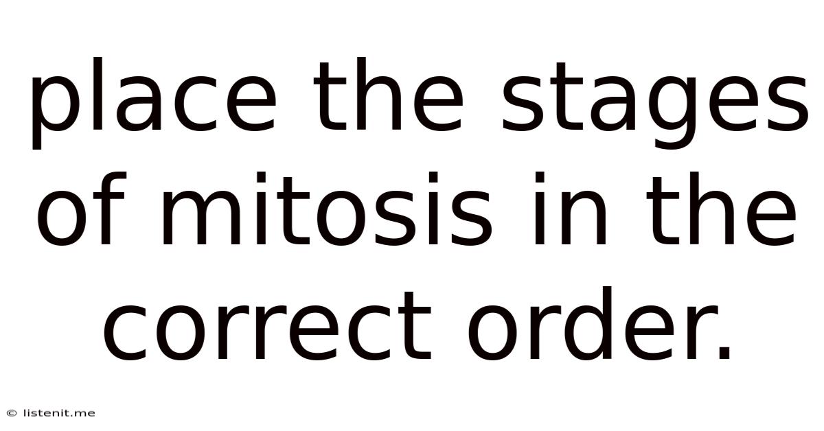 Place The Stages Of Mitosis In The Correct Order.