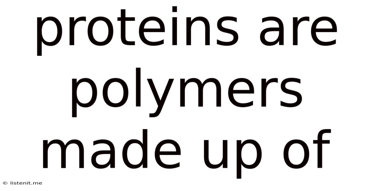 Proteins Are Polymers Made Up Of