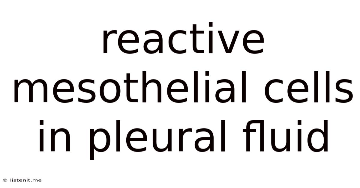 Reactive Mesothelial Cells In Pleural Fluid