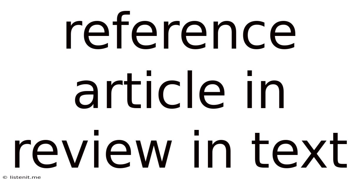 Reference Article In Review In Text