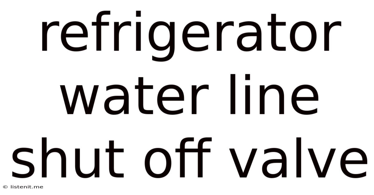 Refrigerator Water Line Shut Off Valve