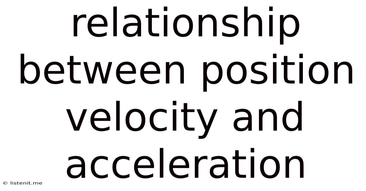 Relationship Between Position Velocity And Acceleration