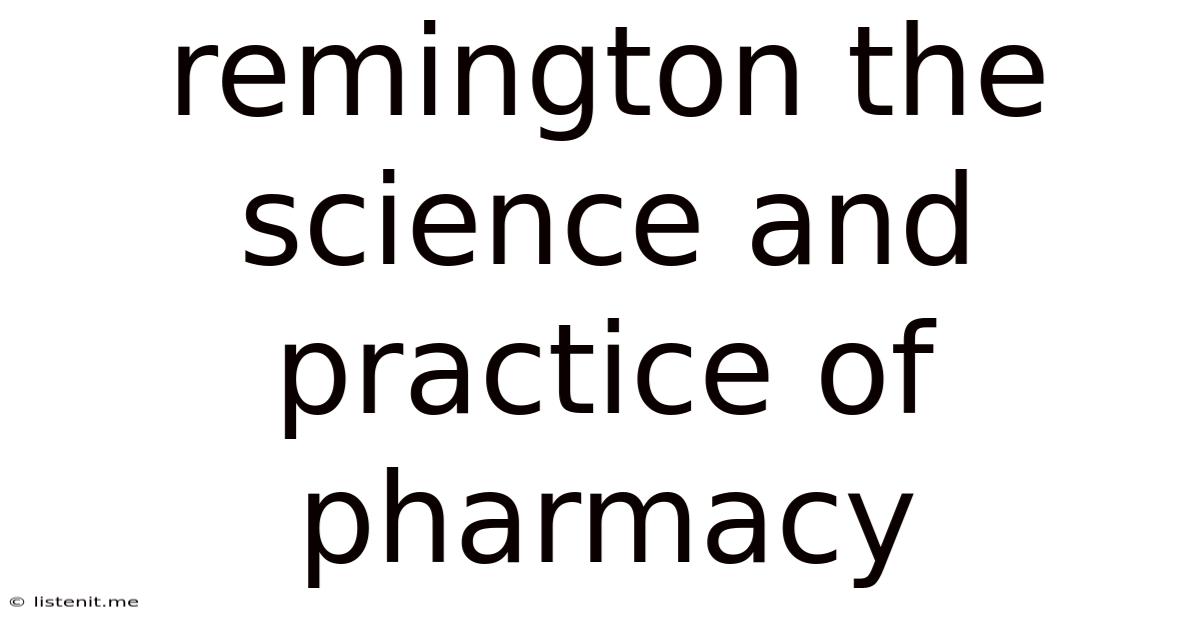 Remington The Science And Practice Of Pharmacy