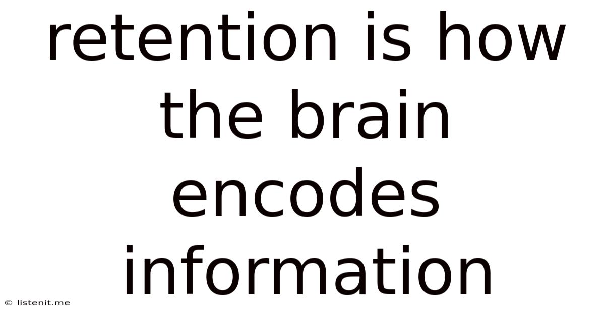 Retention Is How The Brain Encodes Information