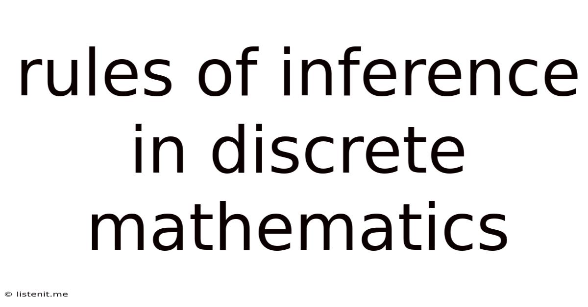 Rules Of Inference In Discrete Mathematics