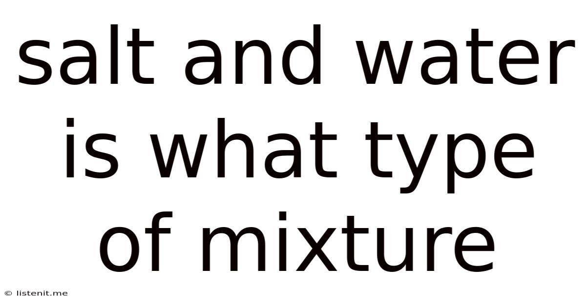 Salt And Water Is What Type Of Mixture