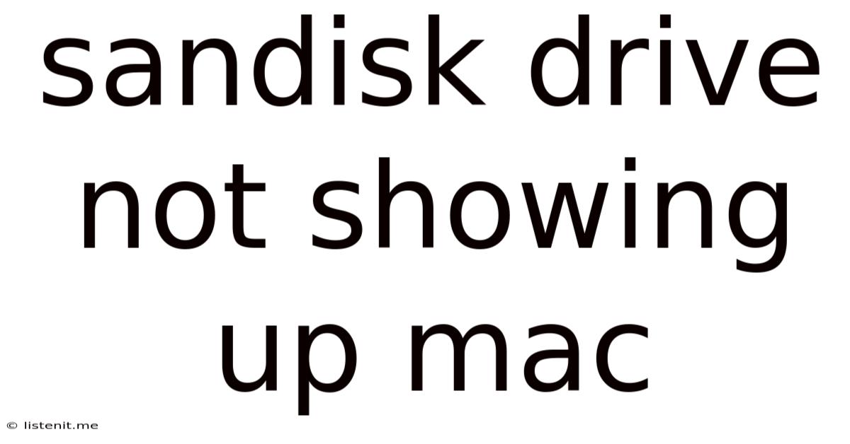 Sandisk Drive Not Showing Up Mac