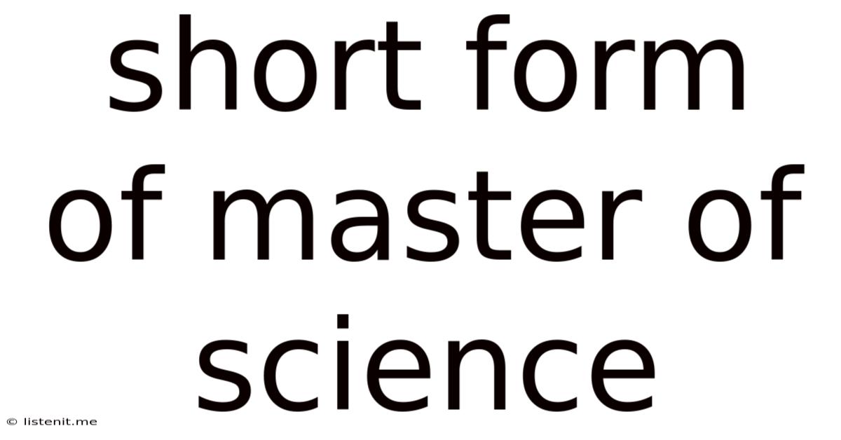 Short Form Of Master Of Science