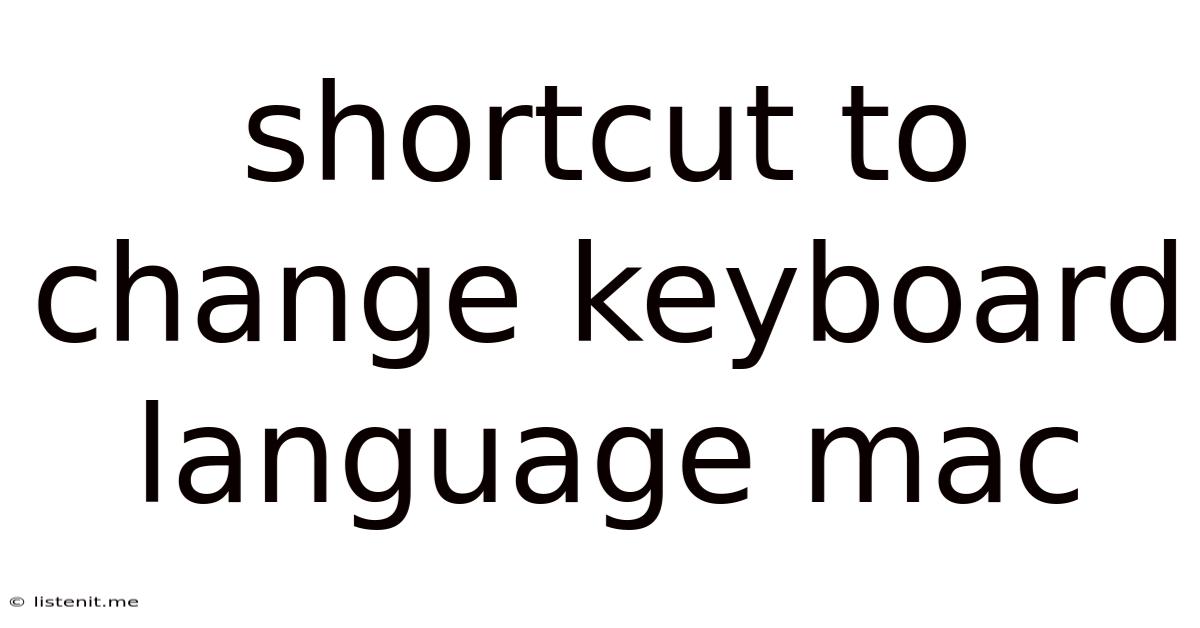 Shortcut To Change Keyboard Language Mac