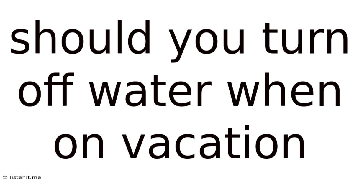 Should You Turn Off Water When On Vacation