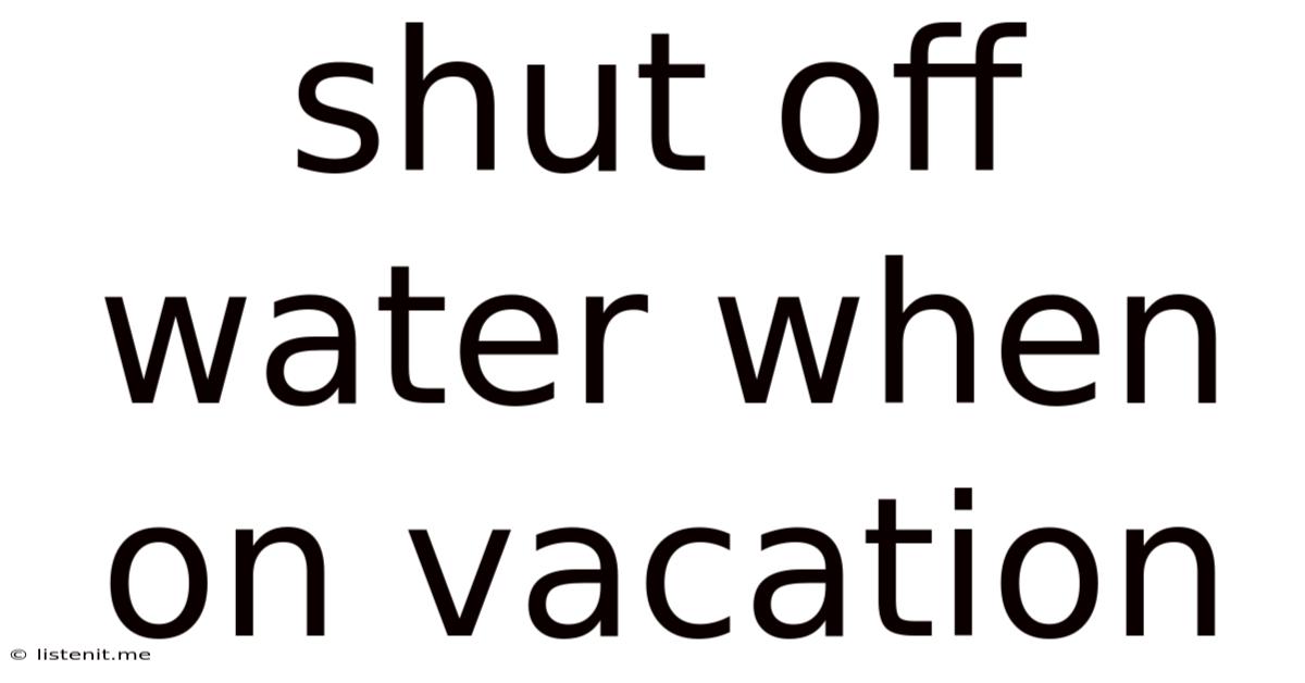 Shut Off Water When On Vacation