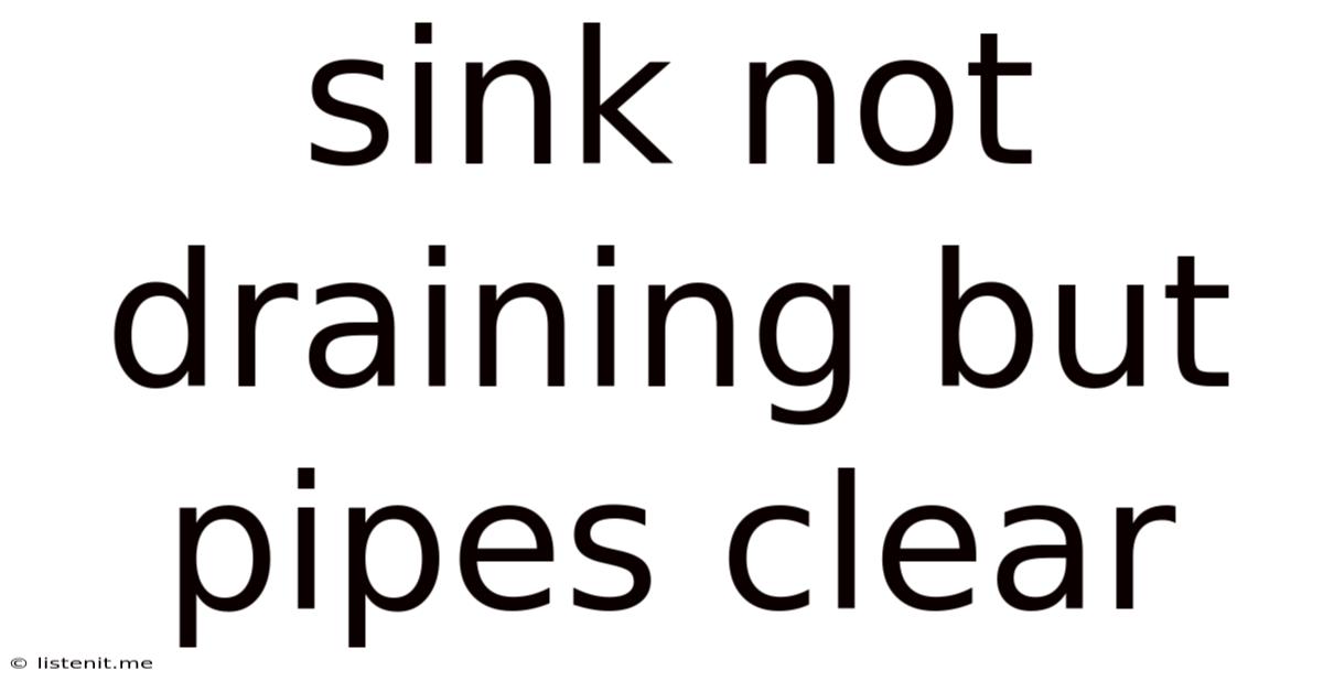 Sink Not Draining But Pipes Clear