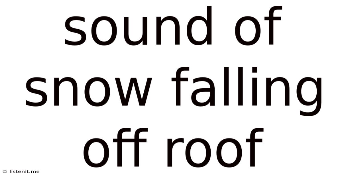 Sound Of Snow Falling Off Roof