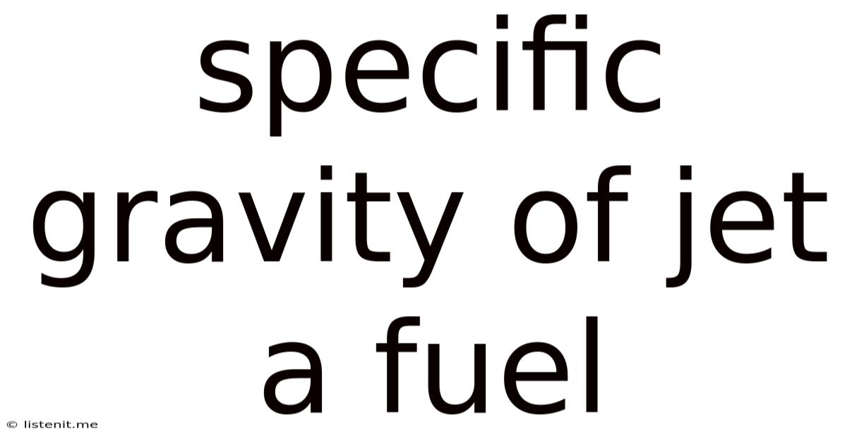 Specific Gravity Of Jet A Fuel