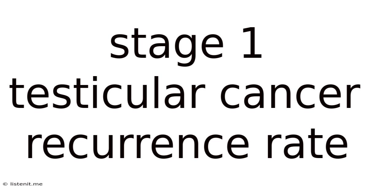 Stage 1 Testicular Cancer Recurrence Rate