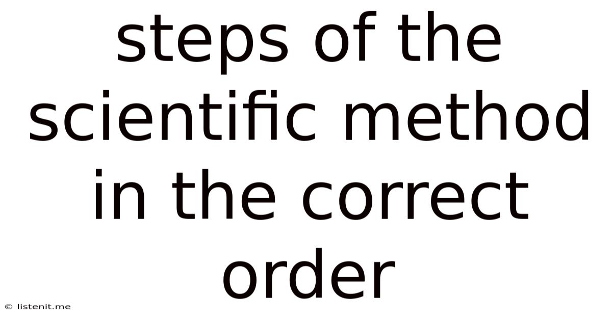 Steps Of The Scientific Method In The Correct Order