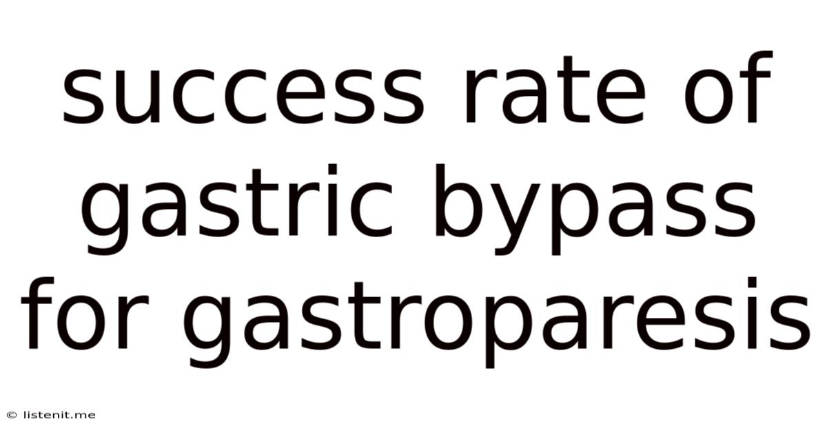 Success Rate Of Gastric Bypass For Gastroparesis