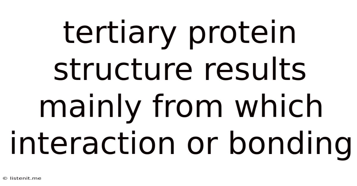 Tertiary Protein Structure Results Mainly From Which Interaction Or Bonding