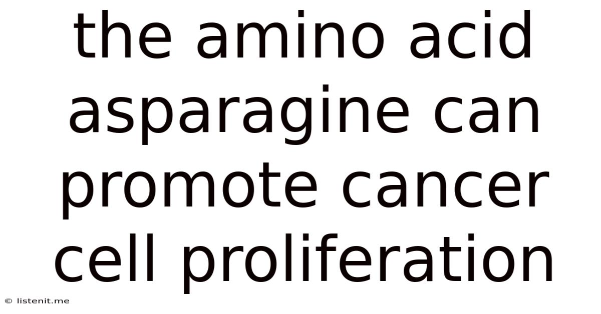 The Amino Acid Asparagine Can Promote Cancer Cell Proliferation