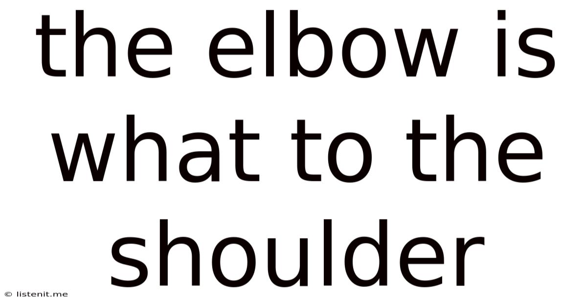 The Elbow Is What To The Shoulder