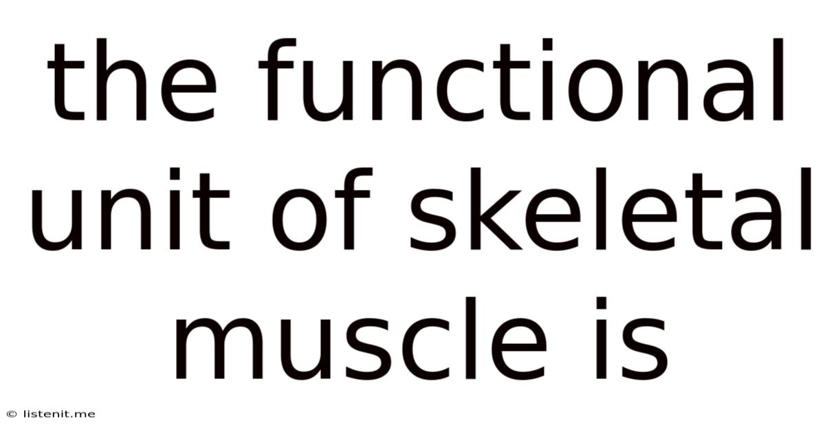 The Functional Unit Of Skeletal Muscle Is