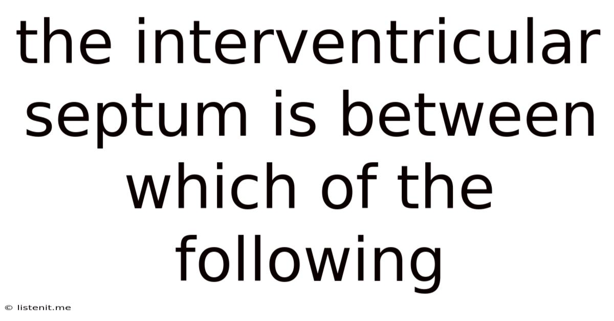 The Interventricular Septum Is Between Which Of The Following