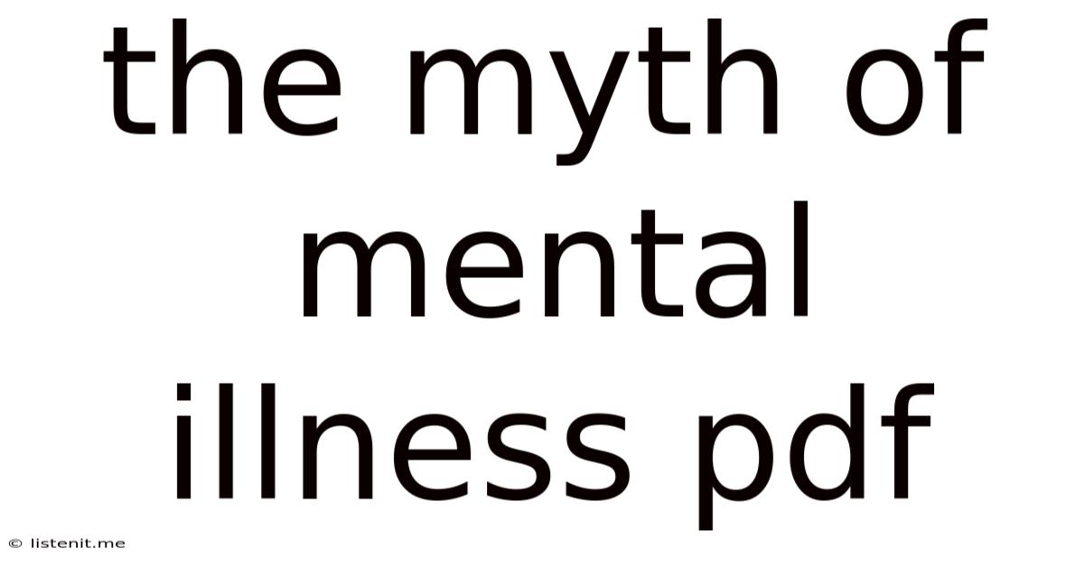 The Myth Of Mental Illness Pdf