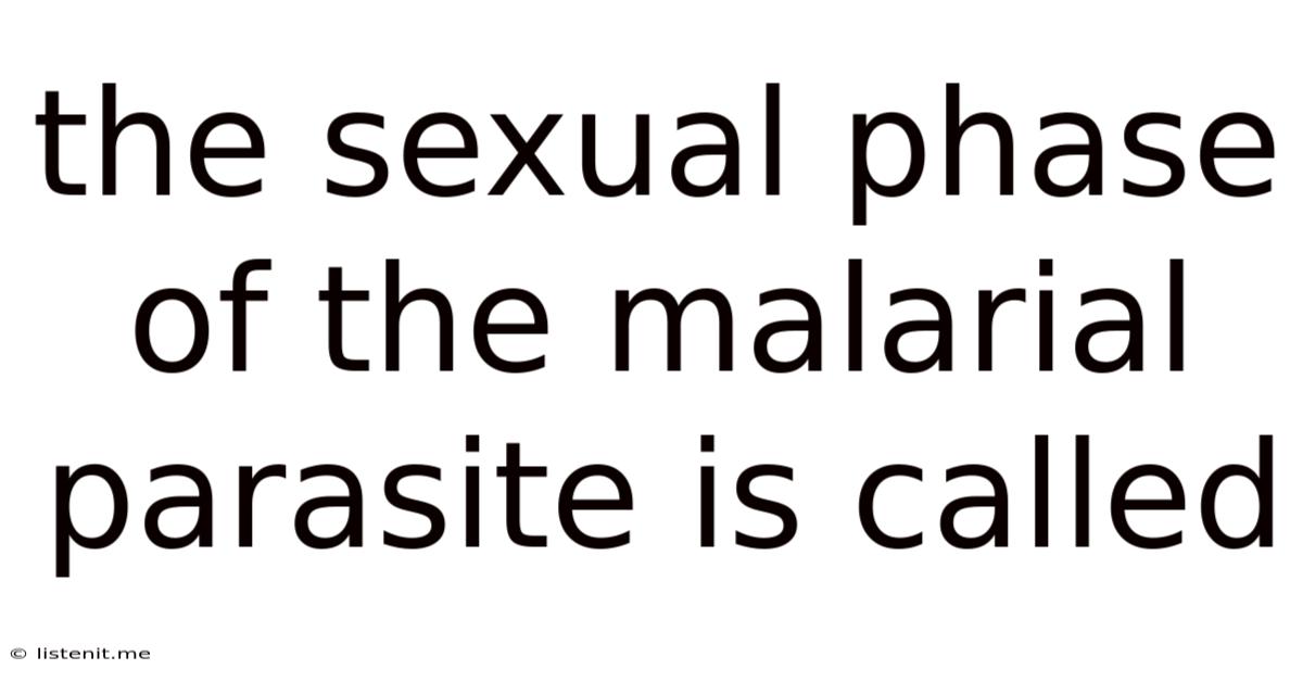 The Sexual Phase Of The Malarial Parasite Is Called