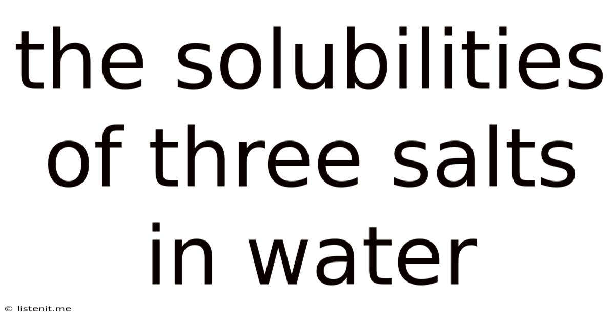The Solubilities Of Three Salts In Water
