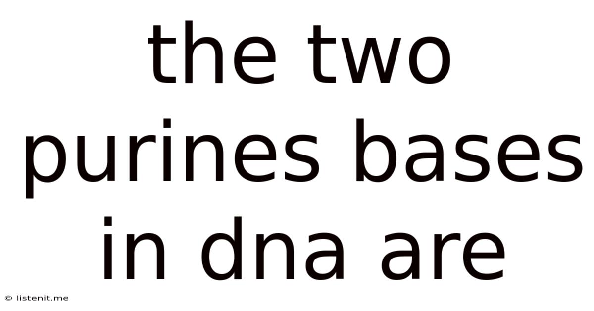 The Two Purines Bases In Dna Are