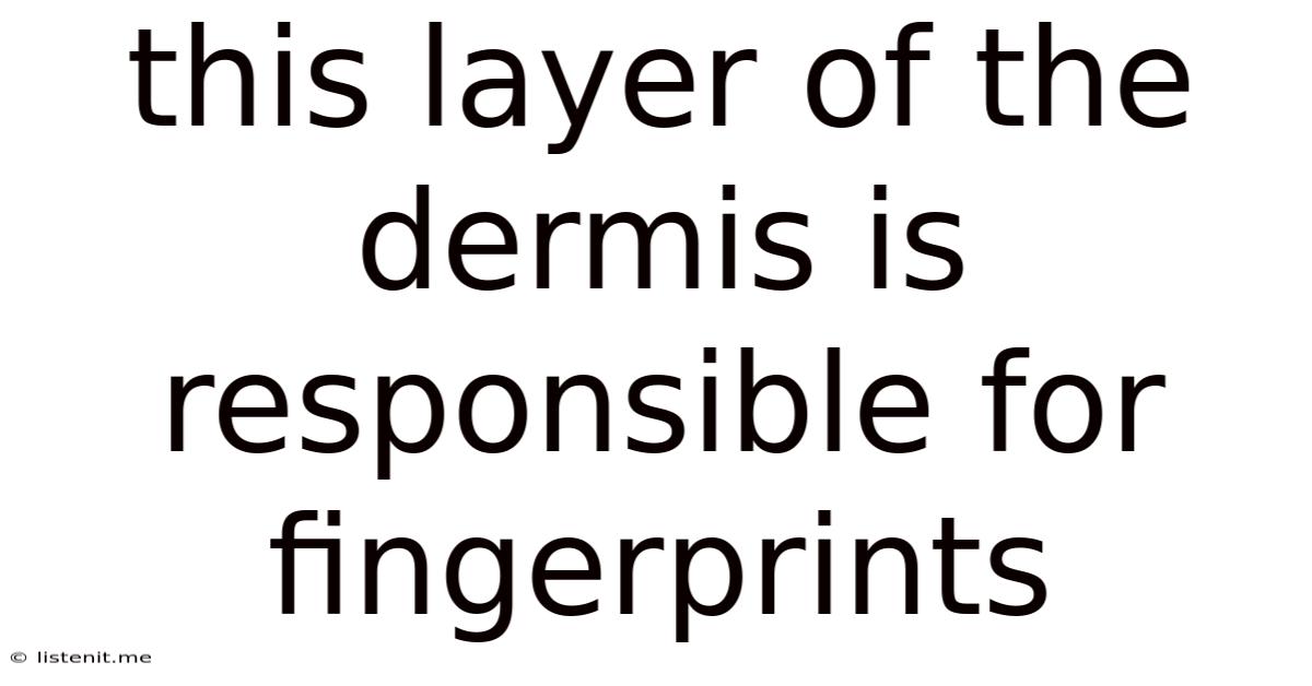 This Layer Of The Dermis Is Responsible For Fingerprints