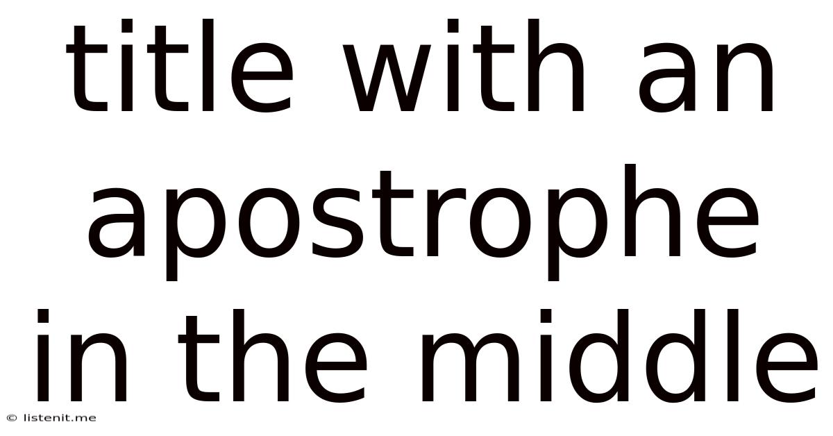 Title With An Apostrophe In The Middle