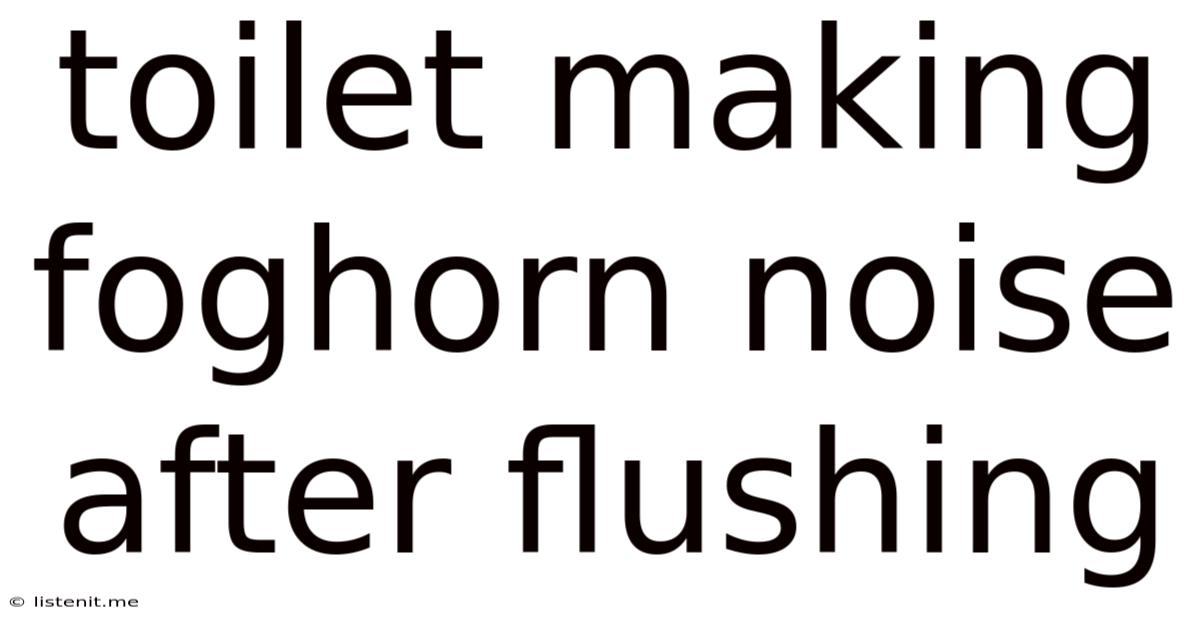 Toilet Making Foghorn Noise After Flushing