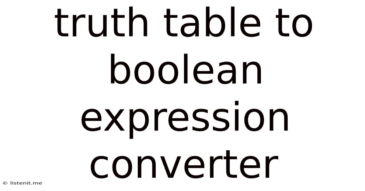 Truth Table To Boolean Expression Converter